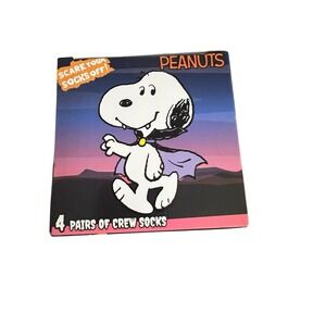 Peanuts Halloween Crew‎ Socks 4-Pack Snoopy Charlie Brown Shoe Size 4–10